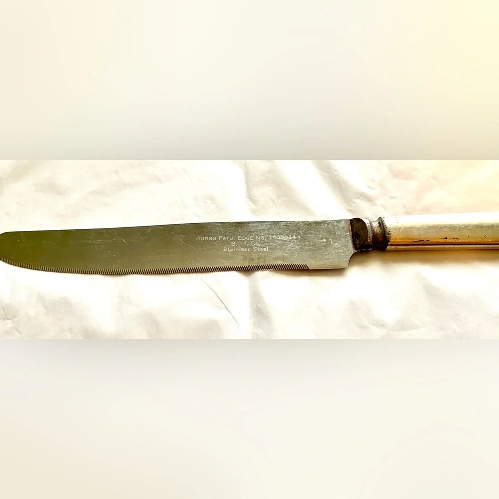 1893 Antique Sterling Silver Burns Patd Serrated Bread Knife Rare Unique England